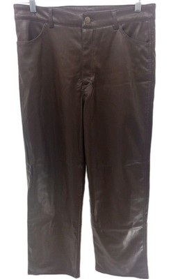 Garage Pants Womens Large Brown Faux Leather Biker Retro 100% Polyurethane 