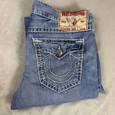 True Religion Ricky Super T Jeans Mens Size 40 Thick Stitch Made in USA*