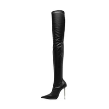 Occident Womens Pointed Toe Stretchy Over The Knee Boots 12cm High Stiletto Heel