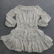Love Shack Fancy Dress Womens M White Floral Smocked Ruffle Mini Long Sleeve