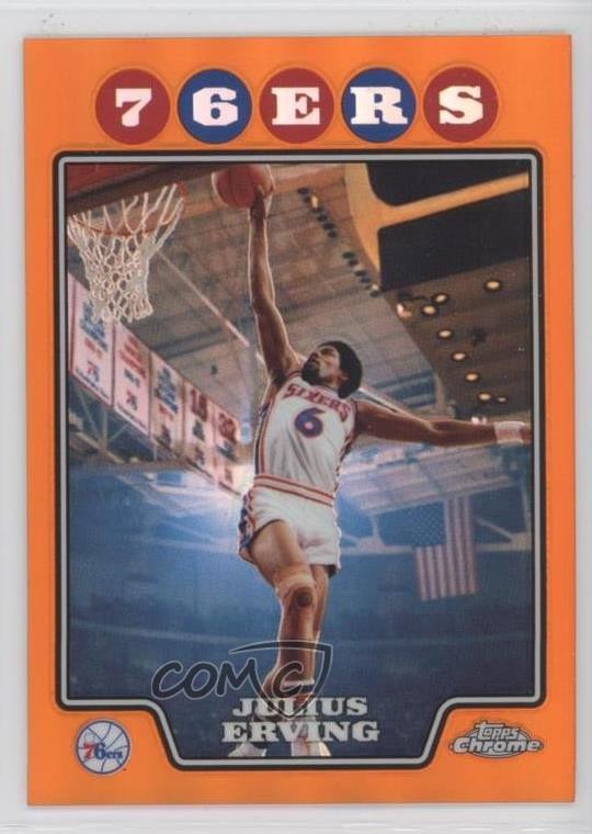 2008-09 Topps Chrome Orange Refractor 302/499 Julius Erving #180 HOF 7n6