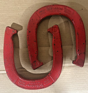 2 Vintage JC Higgins 1's Horseshoes Painted 2-1/2 Lb, From Sears, USA