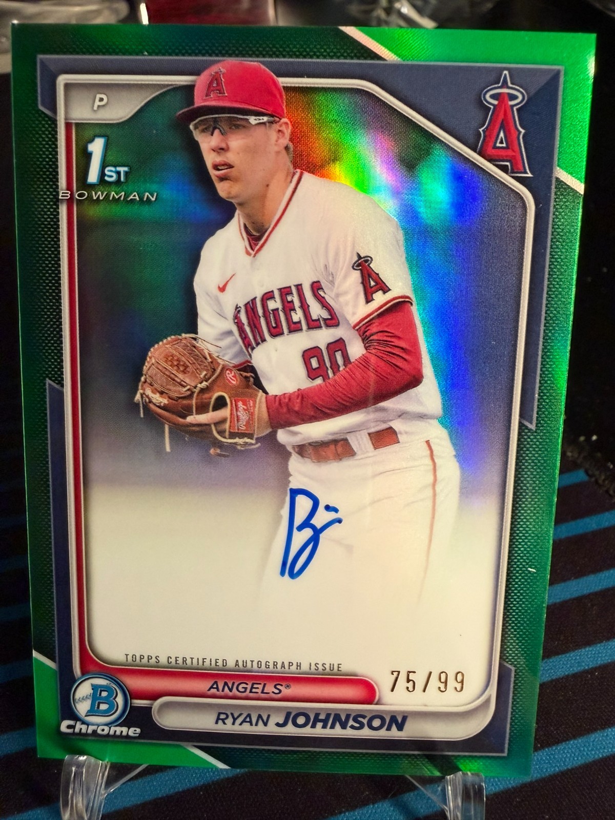 🔥 2024 1st Bowman Chrome Ryan Johnson Green Refractor Auto 75/99 — Prospect RC!