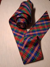 Vtg.  SATIN TAFFETA 4" Christmas Tartan PLAID Ribbon ~ BTY UNWIRED for BOWS/USA