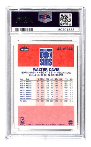 1986 Fleer Walter Davis #23 PSA 9 MINT Phoenix Suns - Picture 2 of 2