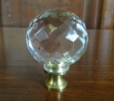 1" Round Faceted Acrylic Knob with Solid Brass Base, 1-1/2" with Brass Base, New