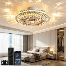LED Ceiling Fan with Lighting,Quiet,72 W Modern Fan Ceiling Lamp,Gold,Dimming