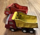 Vintage Tonka Mini Dump Truck Red and Yellow No. 55010 pressed steel toy Set
