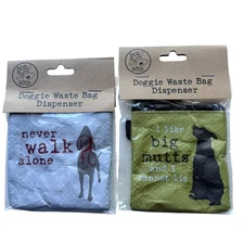 Dog Is Good Doggie Waste Bag Dispenser Set Recycled Material Funny Designs