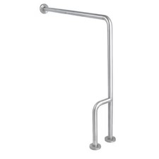 Wall Mounted, Left Grab Bar Floor-To-Wall, 30" L, Stainless Steel, Satin With