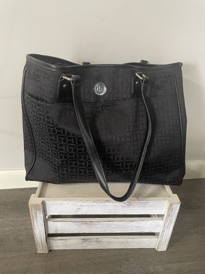 New! Tommy Hilfiger Women's Tote Black monogram W/ Crossbody Strap