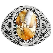 Spiny Oyster Turquoise - Arizona 925 Sterling Silver Ring s.11 Jewelry R-1738