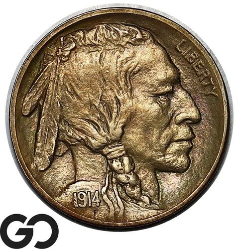 1914-S Buffalo Nickel, Beautiful Toner, Scarce This Nice Solid Gem BU++ Key Date