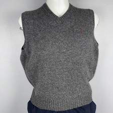Polo Ralph Lauren Sweater Vest Men's XXL Gray Lambswool V-Neck Preppy READ