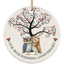 Owl Couple Romantic 36 Years Ornament 36th Wedding Anniversary Christmas Gift