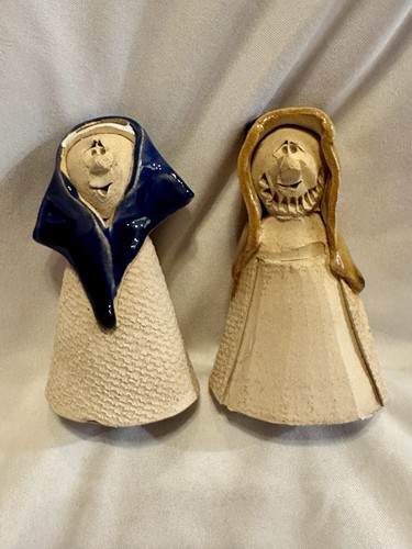Gill Tilley Old Man Woman Candle Snuffers (2) Clay Pottery Of Wales 1970-79Vtg - Picture 1 of 11