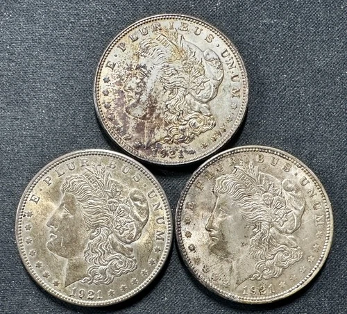 New ListingLot of 3 - 1921 Morgan Silver Dollars - Philadelphia Mint - 90% Silver Coins