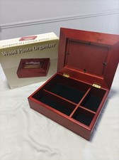 WOOD ORGANIZER, 4  x6  PHOTO SIZE, NEW IN BOX, JEWELRY BOX, KEEPSAKE BOX
