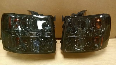 2007-2013 CHEVROLET SILVERADO DUAL U-RING HALO PROJECTOR HEADLIGHTS W/ LED STRIP