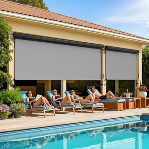 Outdoor Roller Shade for Patio with Aluminum Valance, (6'W X 8'H) 420GSM New ...