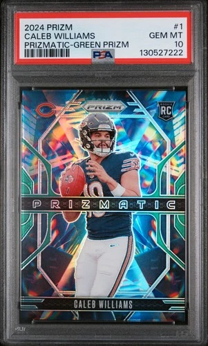 2024 PANINI PRIZM PRIZMATIC GREEN PRIZM #1 CALEB WILLIAMS PSA 10