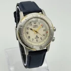 Vintage 1999 Men's TIMEX Silver Tone Indiglo Analog Alarm 39mm Watch, Blue Strap