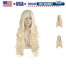 32" 80cm Long Hair Spiral Curly Cosplay Costume Wig Light Blonde