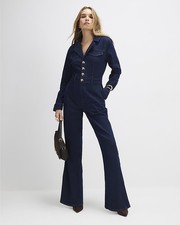 River Island Womens Denim Jumpsuit in Denim - Dark Size 10