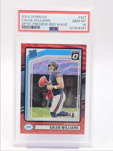 CALEB WILLIAMS 2024 OPTIC PREVIEW RATED ROOKIE RED WAVE GEM B RC PSA 10 Q0004