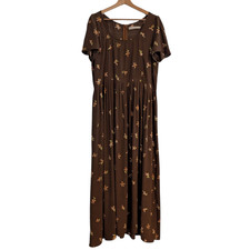 Christy Dawn The Scarlet Dress Carob Bloom Brown Floral Boho Cottage Size L