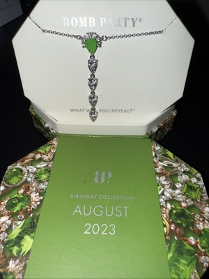 RingBomb Party Necklace 18'' RBP6365 Drop of Dynamite LC Peridot/Quartz Rhodium P