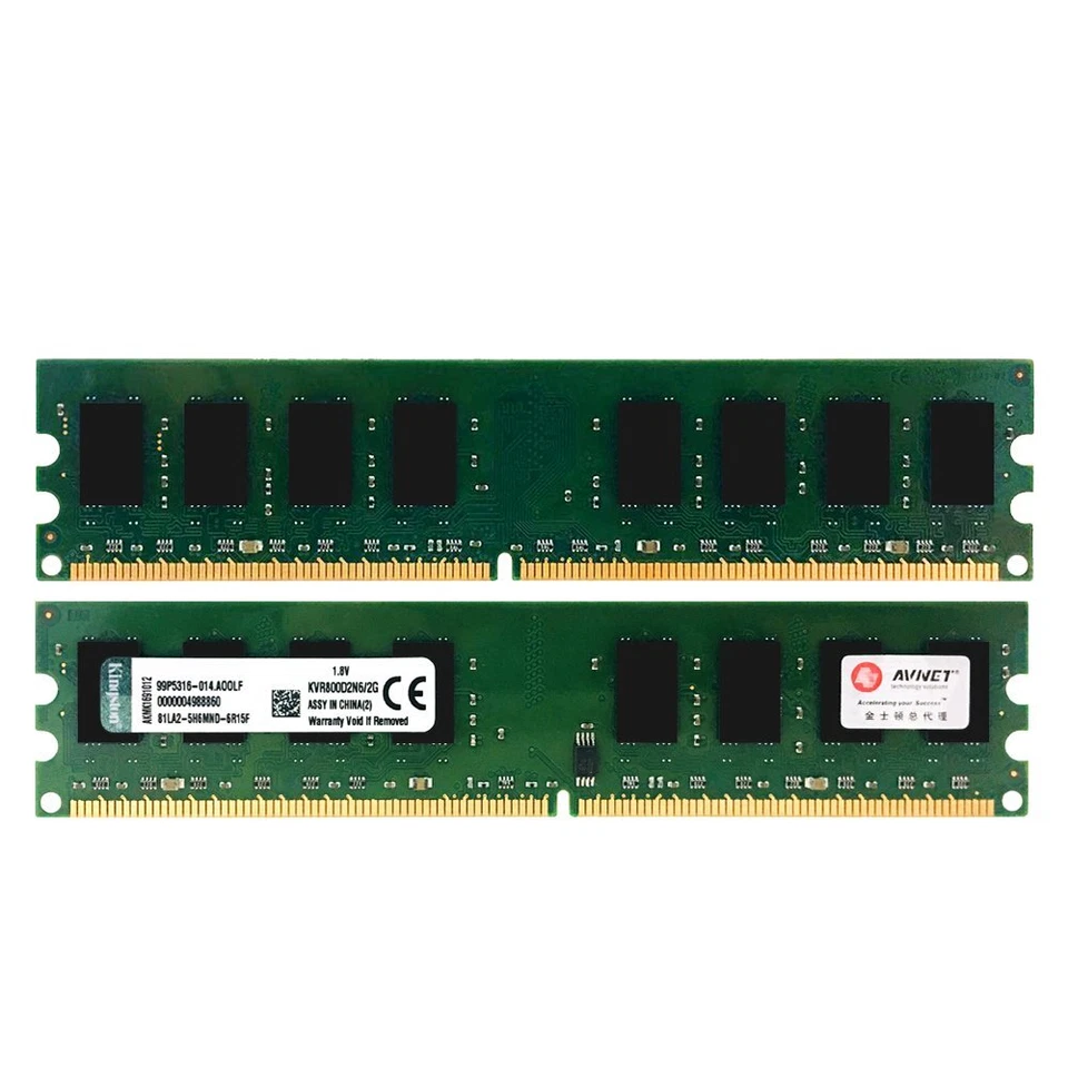 4GB 2x 2GB PC2-6400 DDR2 800MHz KVR800D2N6/2G intel Memoria DIMM per Kingston IT - Immagine 4 di 4