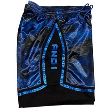AND1 Mens Size XL Basketball Gym Court Workout Shorts Blue Black Athletic Casual