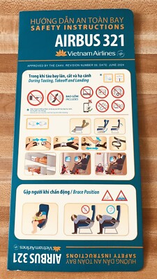 Airbus 321 Vietnam Airlines Emergency Safety Information Card Airplane