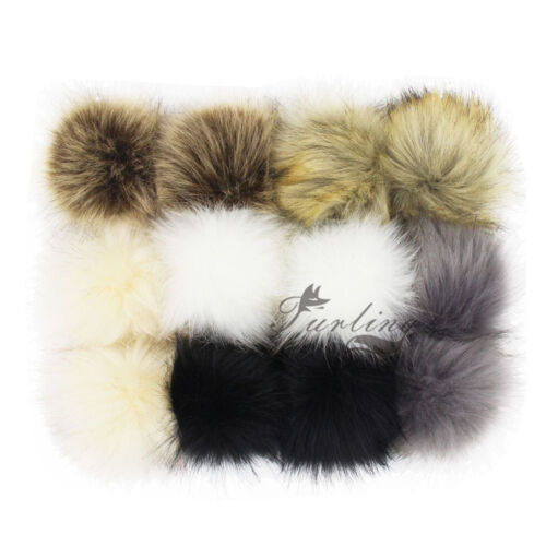 DIY 12Pcs 4&#034; Faux Fur Pompoms for Hat Fluffy Keychain Fur Craft Pompom Balls