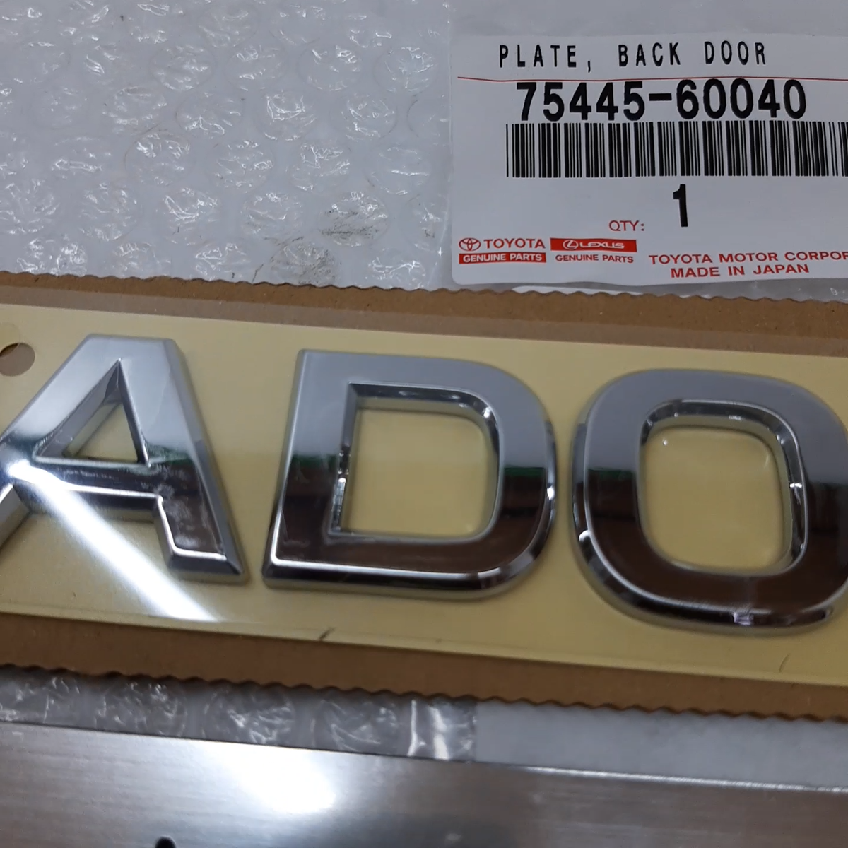 TOYOTA OEM LAND CRUISER PRADO Back Door Name NO.5 Plate 75445