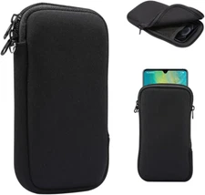 Zipper Neoprene Cell Phone Pouch Sleeve Carrying Case with Neck Lanyard for