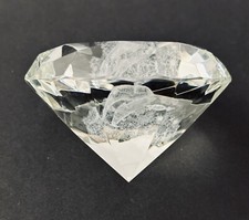 Diamond Shaped Crystal Glass Paperweight with 3D Laser Etched Dolphins