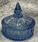 Indiana Glass Co. Round Depression Candy Dish Diamond Princess Ice Blue Pattern