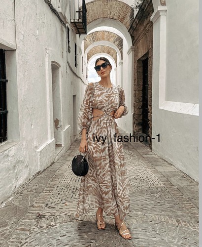ZARA PRINTED DRESS WITH CUT OUT DETAIL 