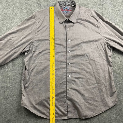 Robert Graham Shirt Men 3XL Solid Gray Button Classic Fit Long Sleeve Flip Cuff - Picture 7 of 13