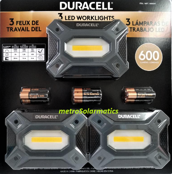 Duracell 3 Pack Safety & Work Lights LED 600 Lumen Indoor Outoor Use eBay