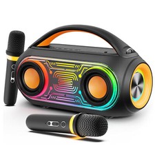 JYX Home Party karaoke Machine Portable Bluetooth 5.0 Speaker with 2 Microphones
