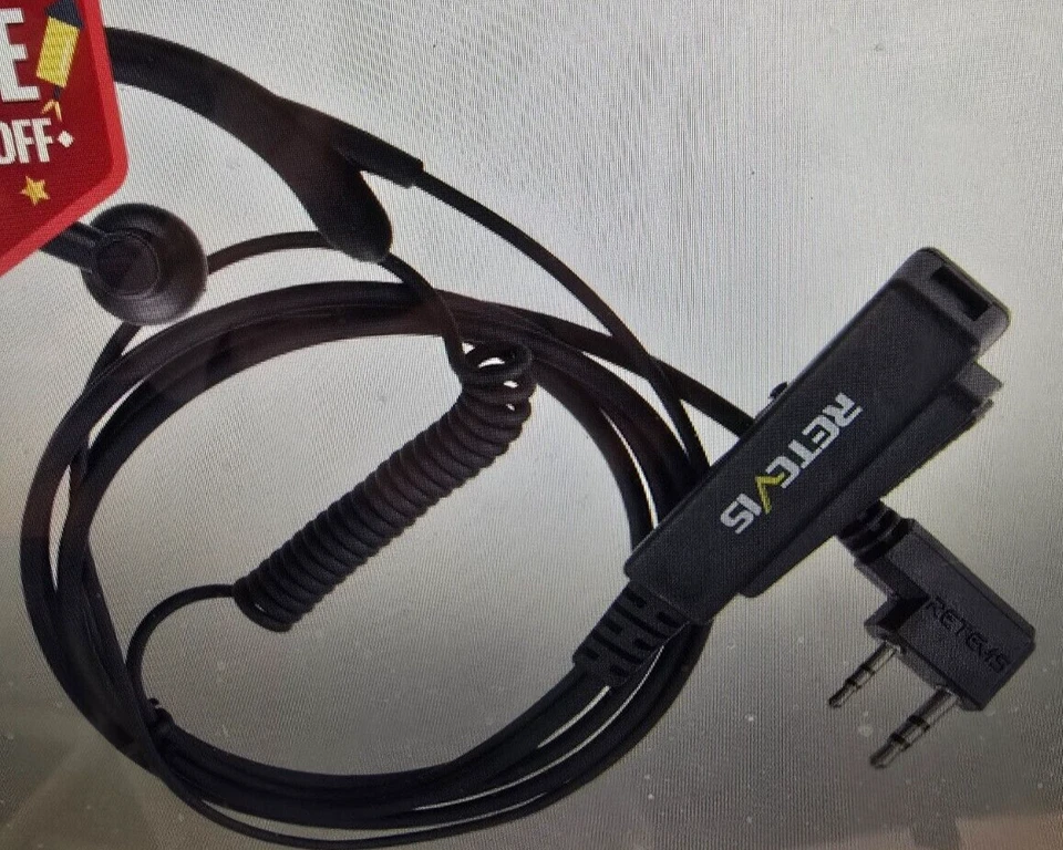 3 Retevis EEK024 2 Pin PTT Mic Coiled G-Hang Ear Hook Earpiece kenwood 2pin - Image 4 of 4