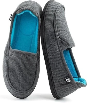RockDove Women's Two-Tone Hoodback Slipper Grey/Blue UK Size 6