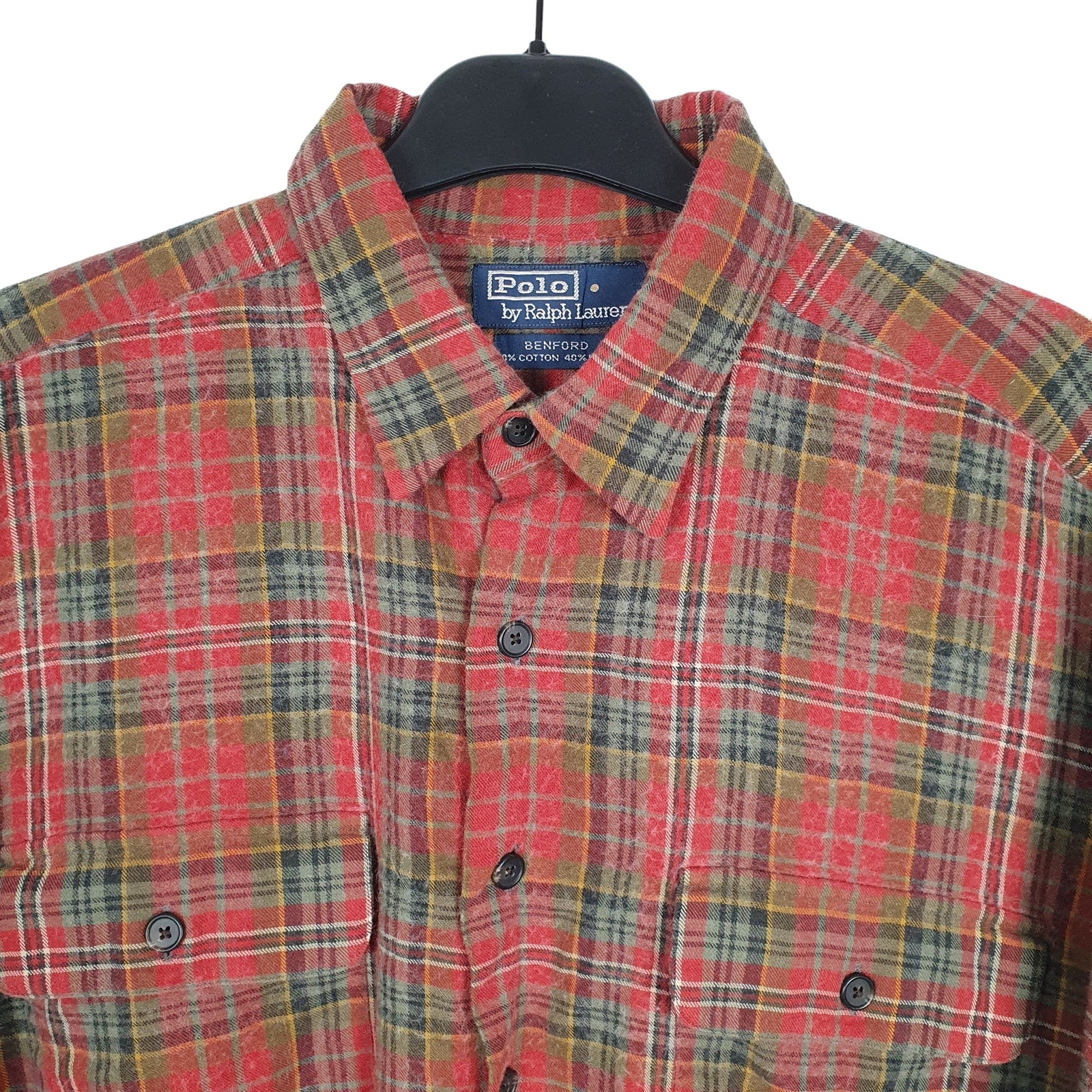RALPH LAUREN Red Check Shirt Long Sleeve Casual Mens L image 2