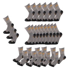 Men's Multi Pack Grey Cotton Blend Work Boot Socks