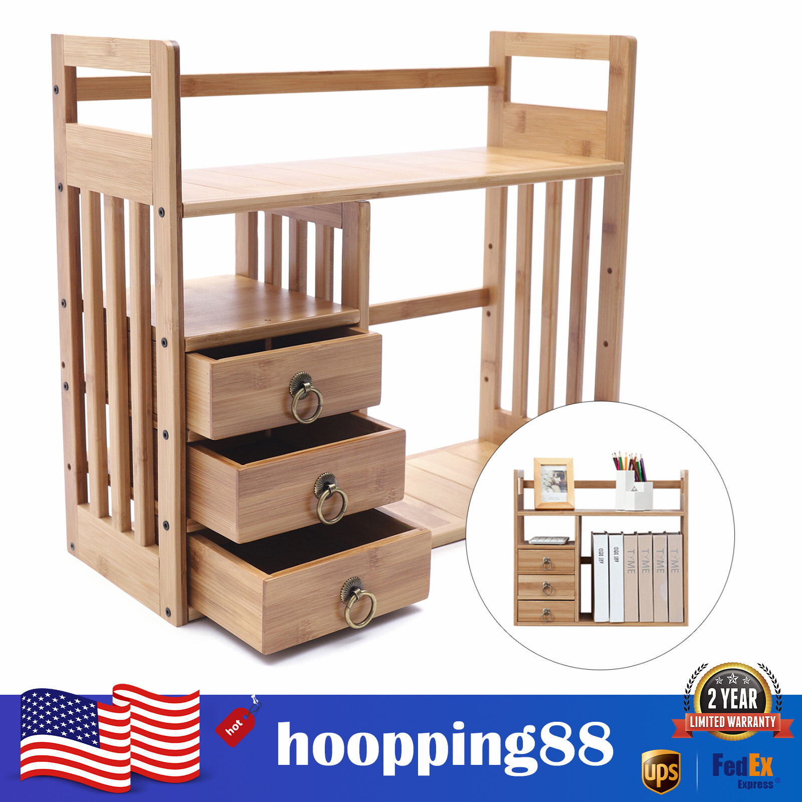 Expandable Desktop Organizer Tabletop Bookcase Small Bamboo Desk Bookshelf