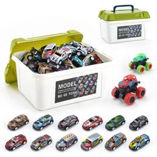 Bulk Pull Back Cars Assorted Mini Race Cars Toy Set for Boys with Carrying Case