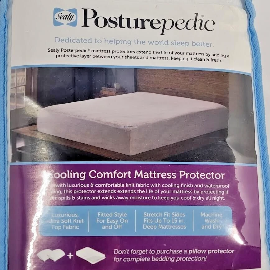 Sealy Posturepedic Cooling Comfort Fitted Mattress Protector Waterproof Queen